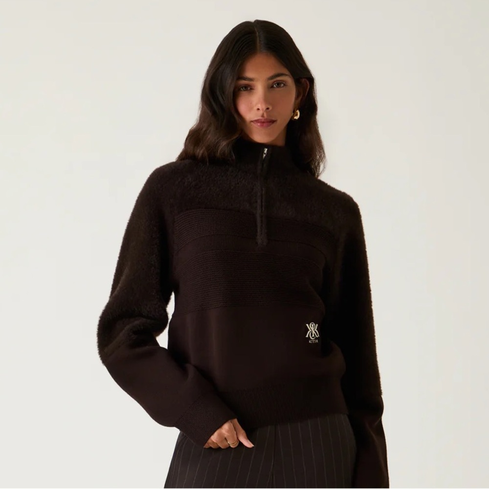 Kith Women Mohair Zip Sweater - Dark Brown